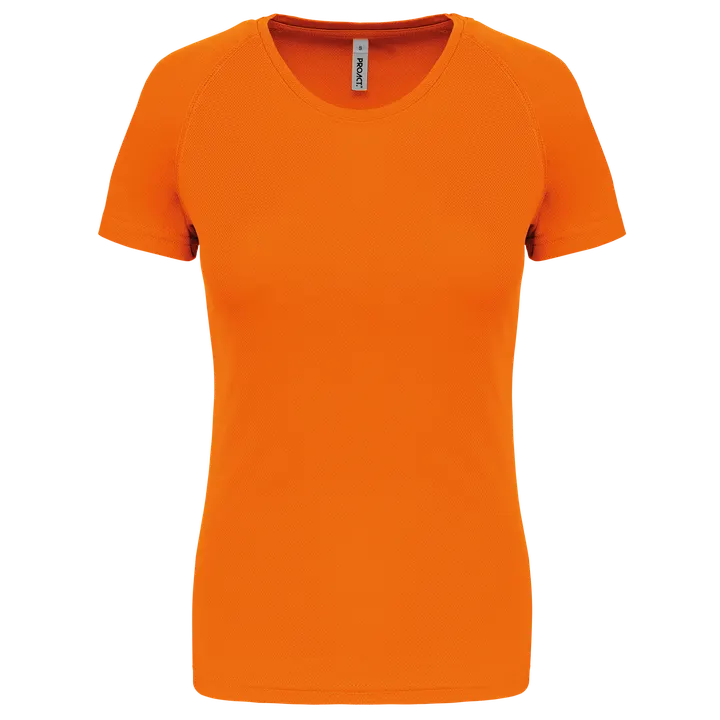 Damen Basic Sport Funktionsshirt Kurzarm Fluorescent Orange