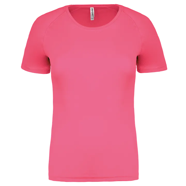 Damen Basic Sport Funktionsshirt Kurzarm Fluorescent Pink