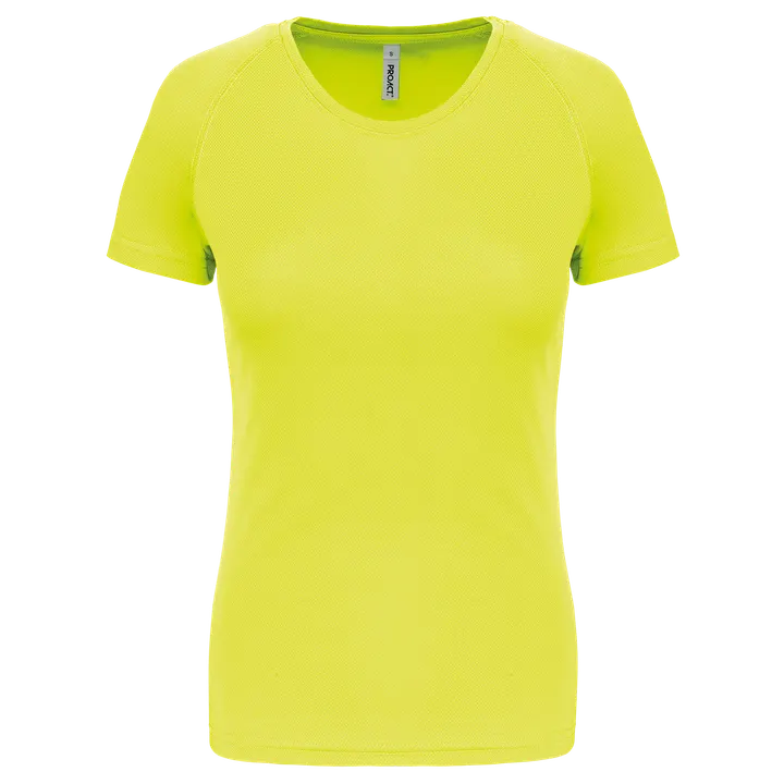 Damen Basic Sport Funktionsshirt Kurzarm Fluorescent Yellow