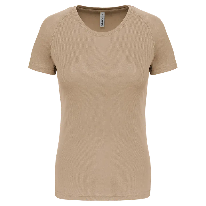 Damen Basic Sport Funktionsshirt Kurzarm Sand
