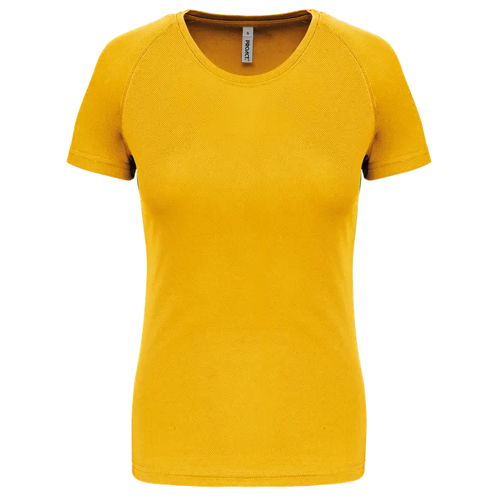 Damen Basic Sport Funktionsshirt Kurzarm True Yellow
