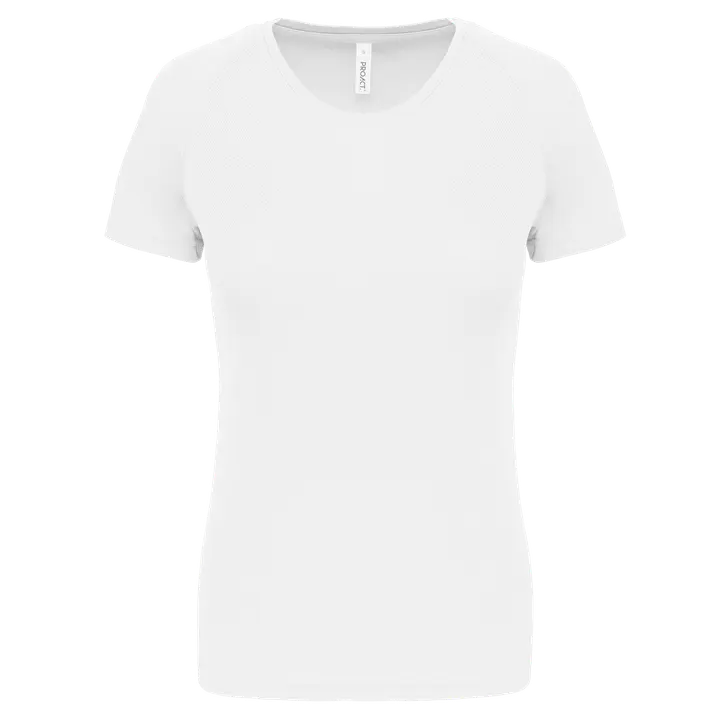 Damen Basic Sport Funktionsshirt Kurzarm White