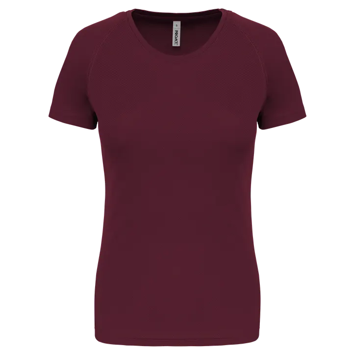Damen Basic Sport Funktionsshirt Kurzarm Wine