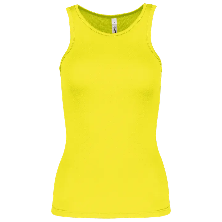 Damen Basic Sport Funktionsshirt ärmellos Fluorescent Yellow