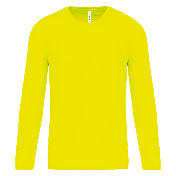 Herren Basic Sport Funktionsshirt Langarm Fluorescent Yellow