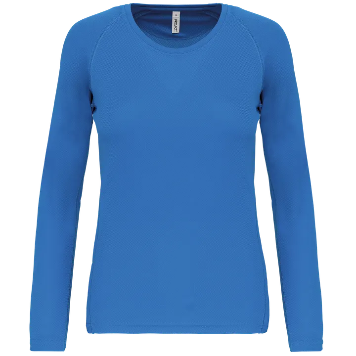 Damen Basic Sport Funktionsshirt Langarm Aqua Blue