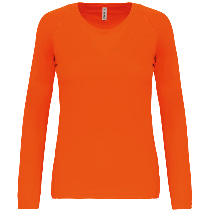 Damen Basic Sport Funktionsshirt Langarm Fluorescent Orange