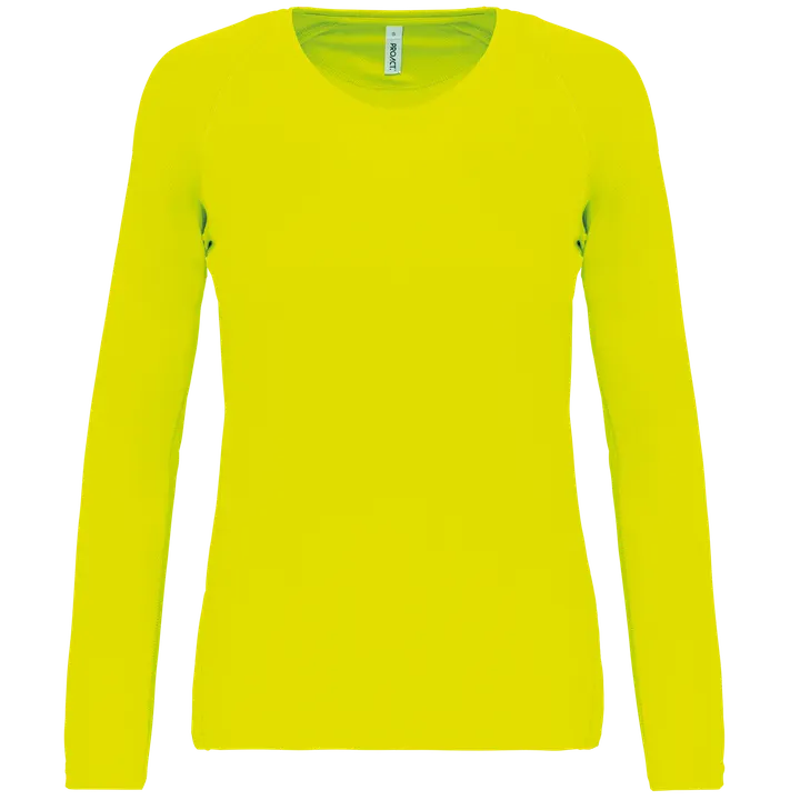 Damen Basic Sport Funktionsshirt Langarm Fluorescent Yellow