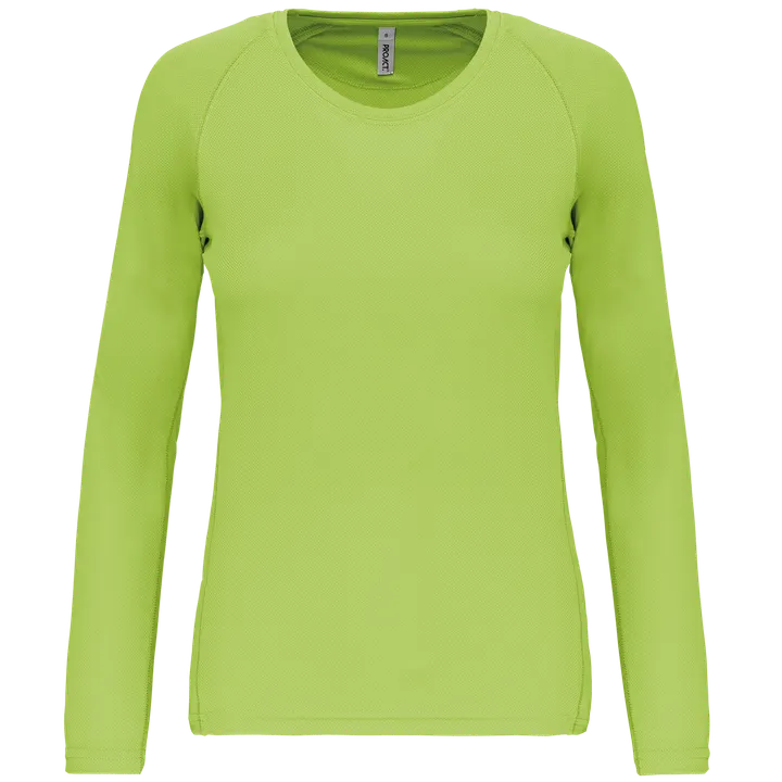 Damen Basic Sport Funktionsshirt Langarm Lime