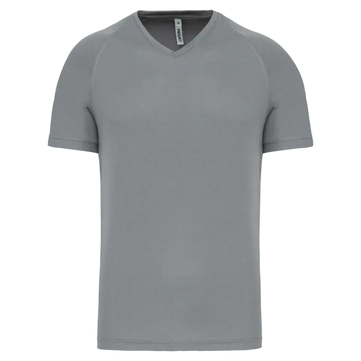 Herren Kurzarm-Sportshirt mit V-Ausschnitt Fine Grey
