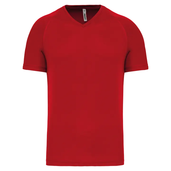 Herren Kurzarm-Sportshirt mit V-Ausschnitt Red
