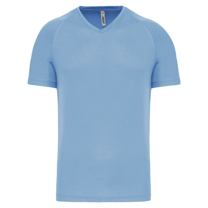 Herren Kurzarm-Sportshirt mit V-Ausschnitt Sky Blue