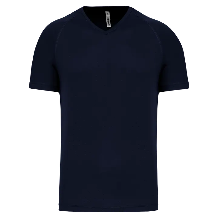 Herren Kurzarm-Sportshirt mit V-Ausschnitt Sporty Navy