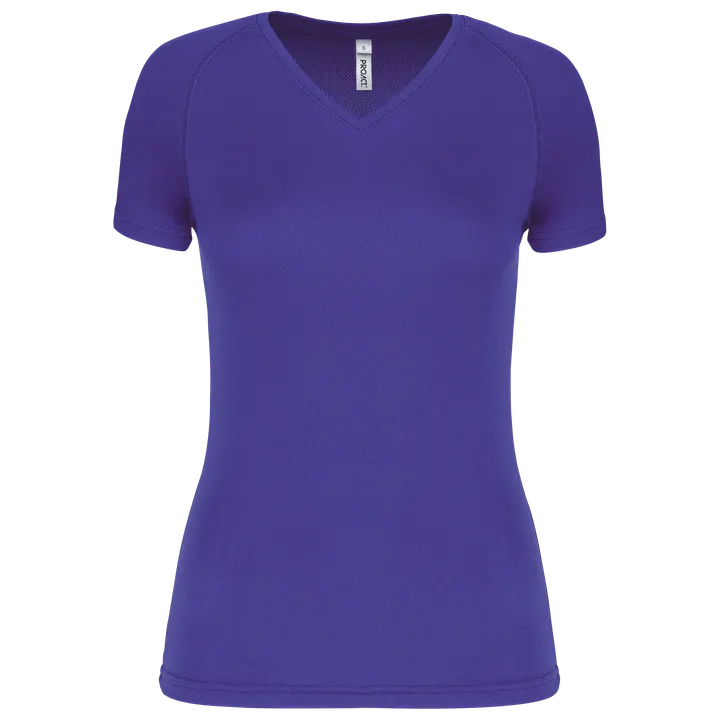 Damen Kurzarm-Sportshirt mit V-Ausschnitt Violet