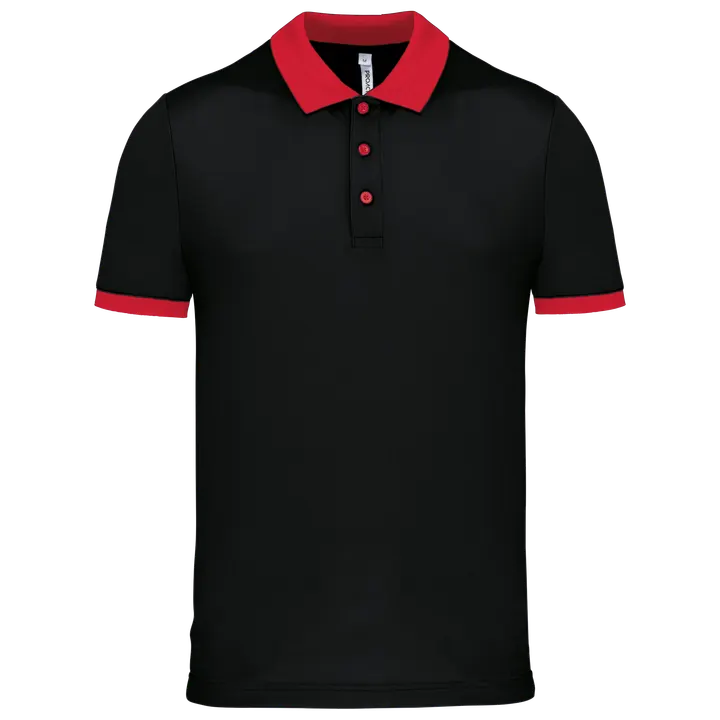Herren Performance Piqué-Polohemd Black / Red