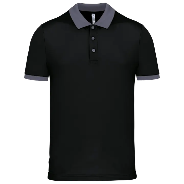Herren Performance Piqué-Polohemd Black / sporty grey