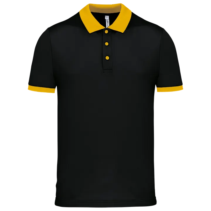 Herren Performance Piqué-Polohemd Black / Yellow