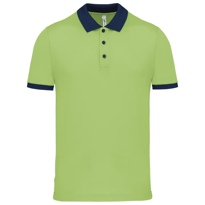 Herren Performance Piqué-Polohemd Lime / Sporty Navy
