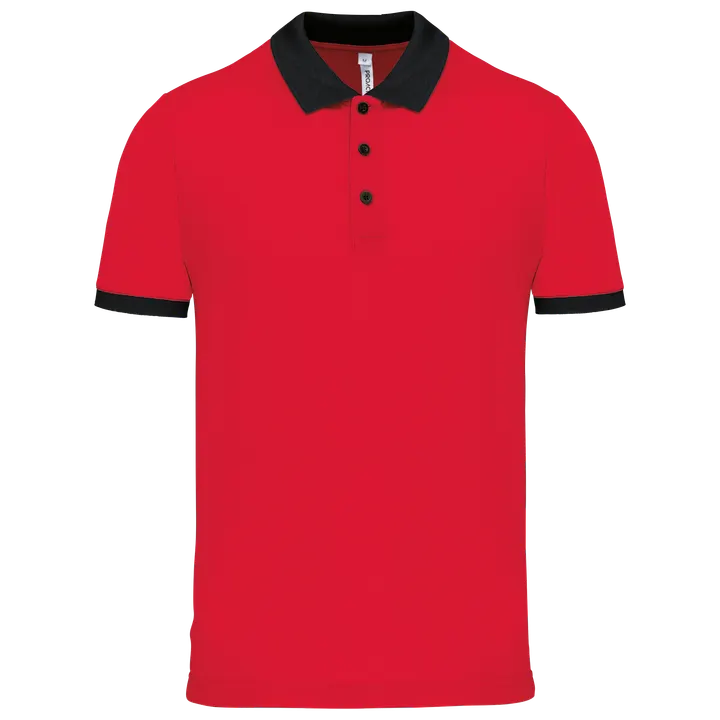 Herren Performance Piqué-Polohemd Red / Black