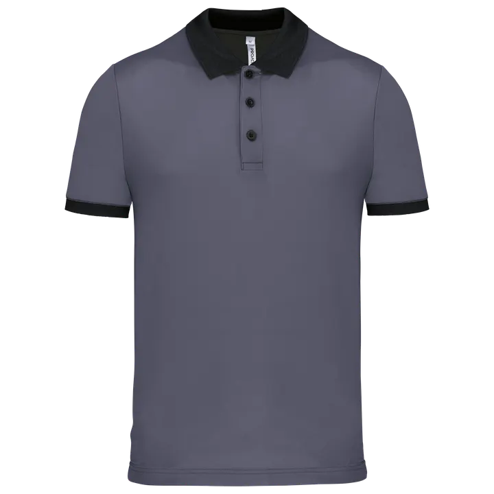Herren Performance Piqué-Polohemd sporty grey / Black