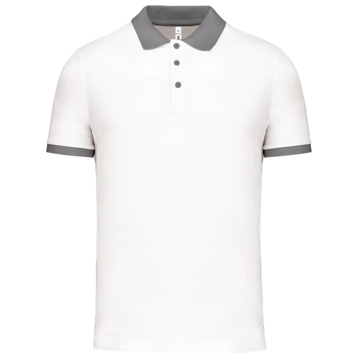 Herren Performance Piqué-Polohemd White / sporty grey