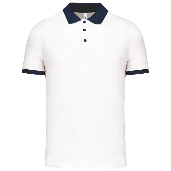 Herren Performance Piqué-Polohemd White / Sporty Navy