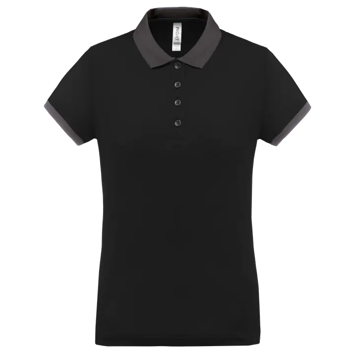 Performance Piqué-Polohemd für Damen Black / sporty grey