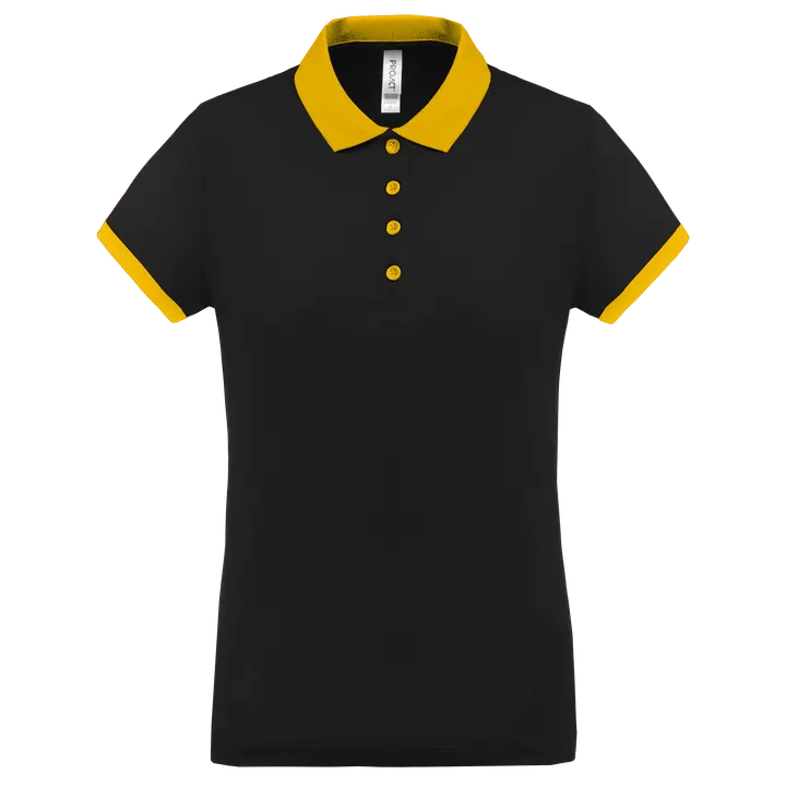 Performance Piqué-Polohemd für Damen Black / Yellow