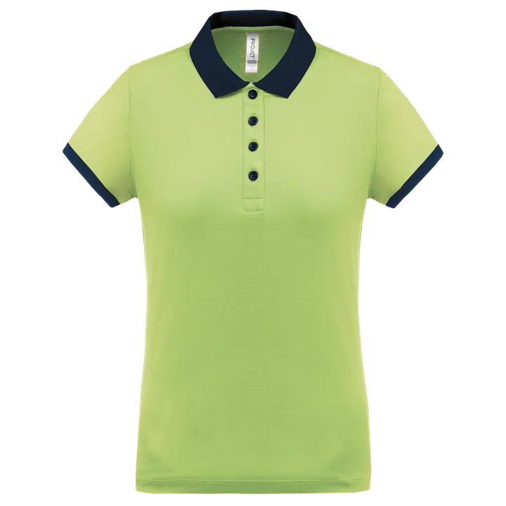 Performance Piqué-Polohemd für Damen Lime / Sporty Navy