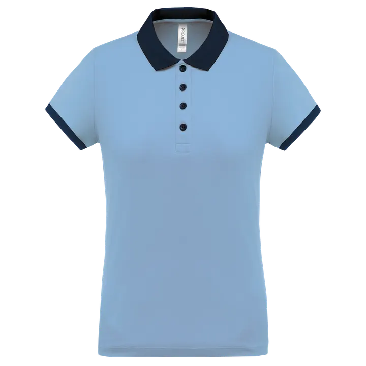Performance Piqué-Polohemd für Damen Sky Blue / Sporty Navy