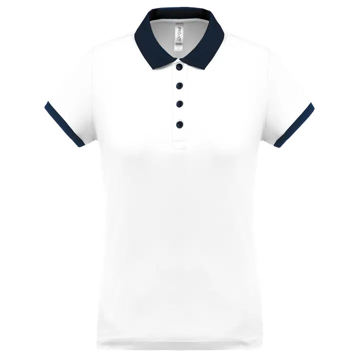 Performance Piqué-Polohemd für Damen White / Sporty Navy