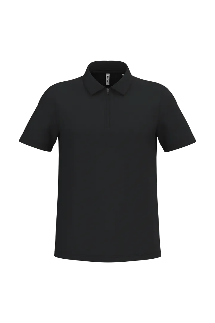 Herren Sport-Poloshirt mit 1/4-Reißverschluss Black