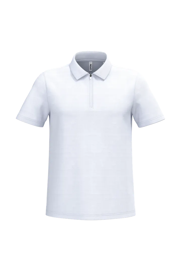 Herren Sport-Poloshirt mit 1/4-Reißverschluss White