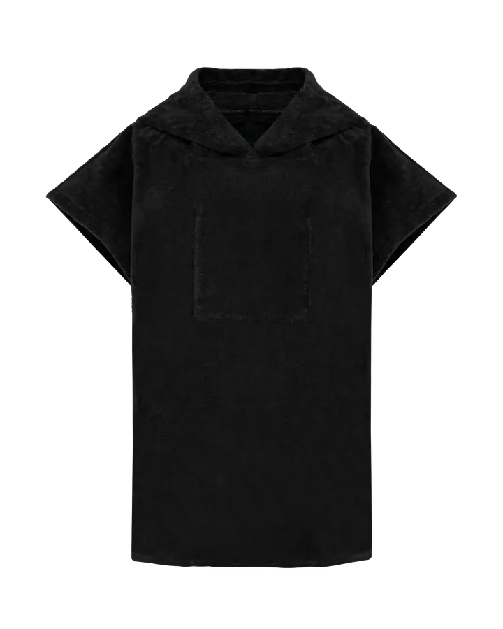 Kinder-Frottee-Poncho mit Kapuze Black