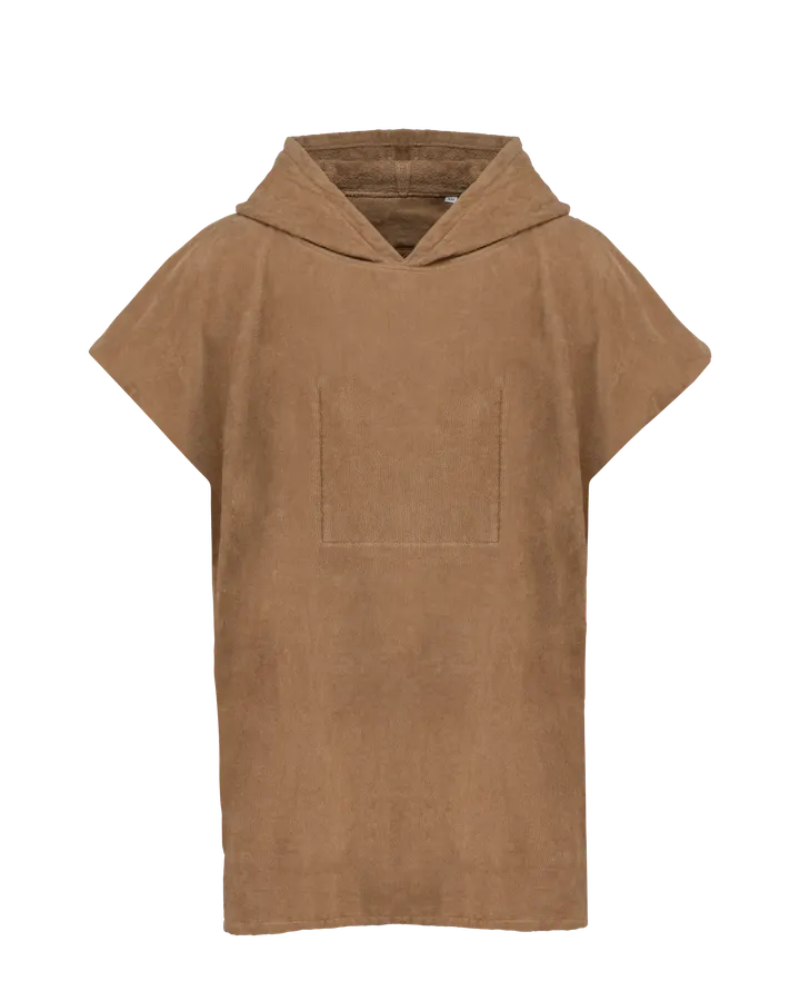 Kinder-Frottee-Poncho mit Kapuze Camel