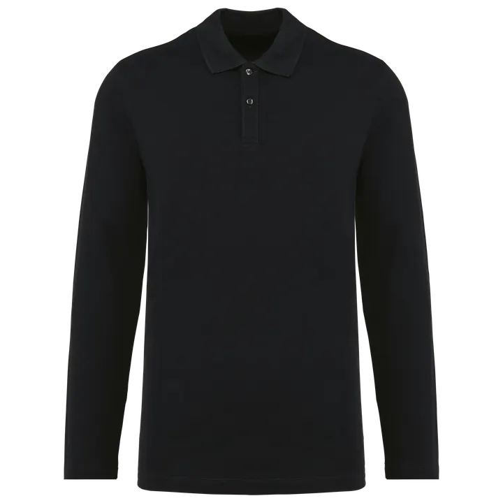 Supima® Herren-Polohemd mit langen Ärmeln Black