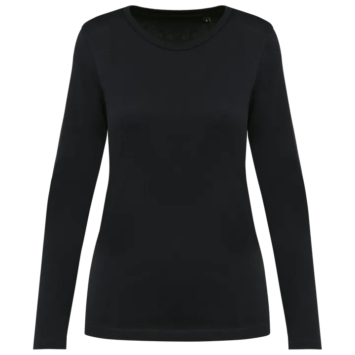 Supima® Damen-T-Shirt mit Rundhalsausschnitt und langen Ärmeln Black