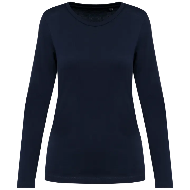 Supima® Damen-T-Shirt mit Rundhalsausschnitt und langen Ärmeln Deep Navy