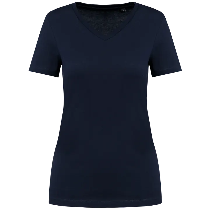 Supima® Damen-T-Shirt mit V-Ausschnitt und kurzen Ärmeln Deep Navy