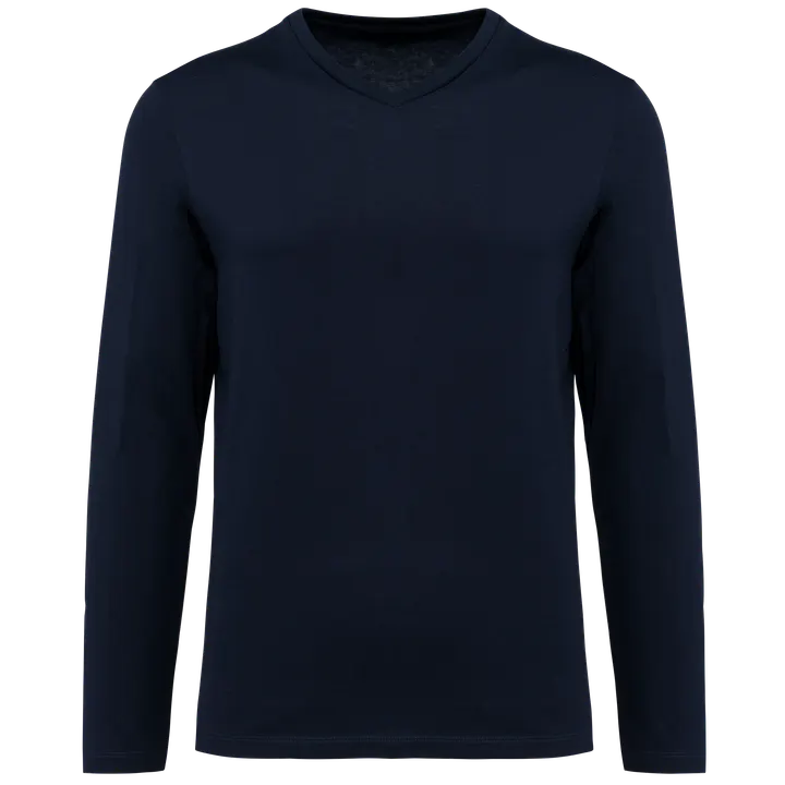 Supima® Herren-T-Shirt mit V-Ausschnitt und langen Ärmeln Deep Navy