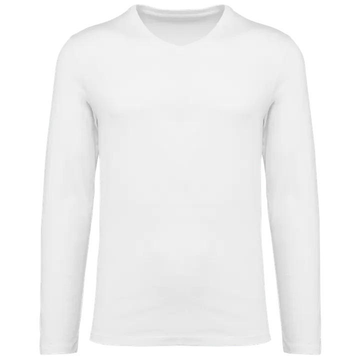 Supima® Herren-T-Shirt mit V-Ausschnitt und langen Ärmeln White