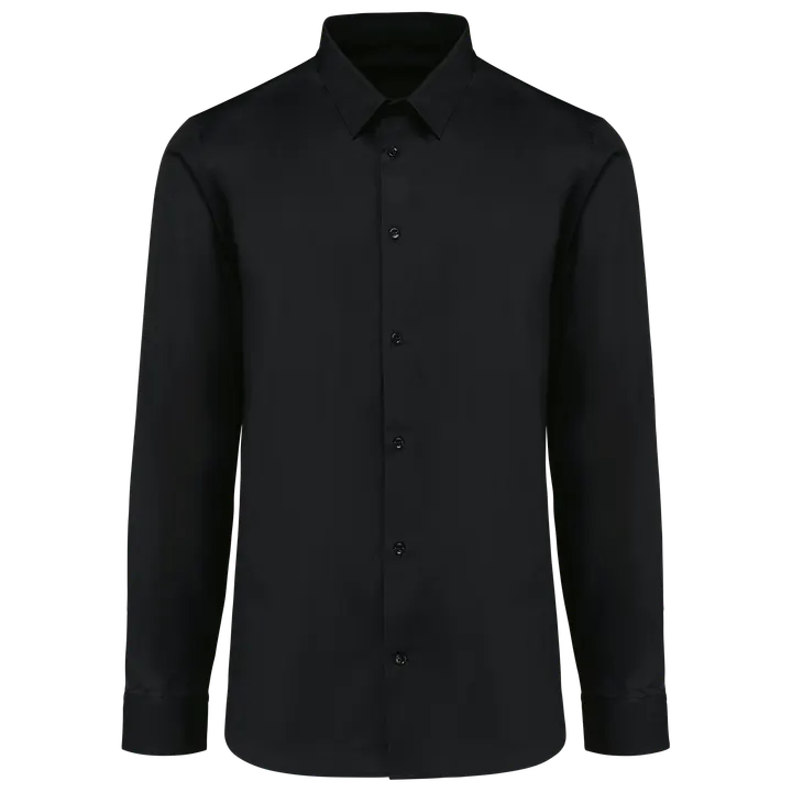 Popeline-Hemd für Herren mit langen Ärmeln Black
