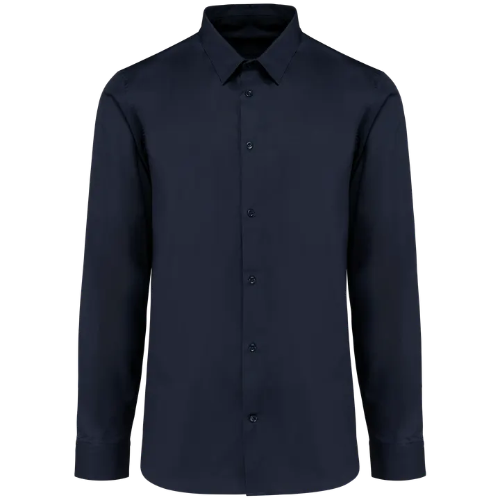 Popeline-Hemd für Herren mit langen Ärmeln Essential Dark Navy