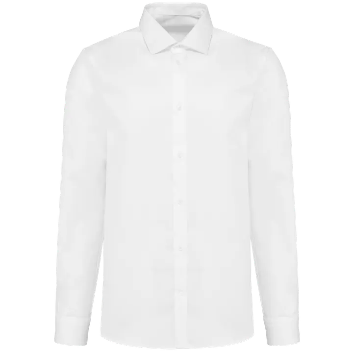 Popeline-Hemd für Herren mit langen Ärmeln White