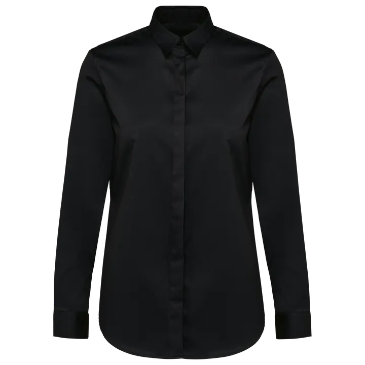 Chemise twill manches longues femme Black