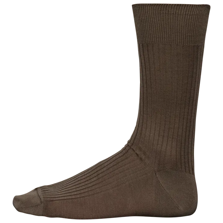4 x 2 Fil d'Écosse Herrensocken aus Baumwollripp Chocolate
