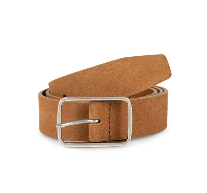 Ceinture cuir velours homme Cognac