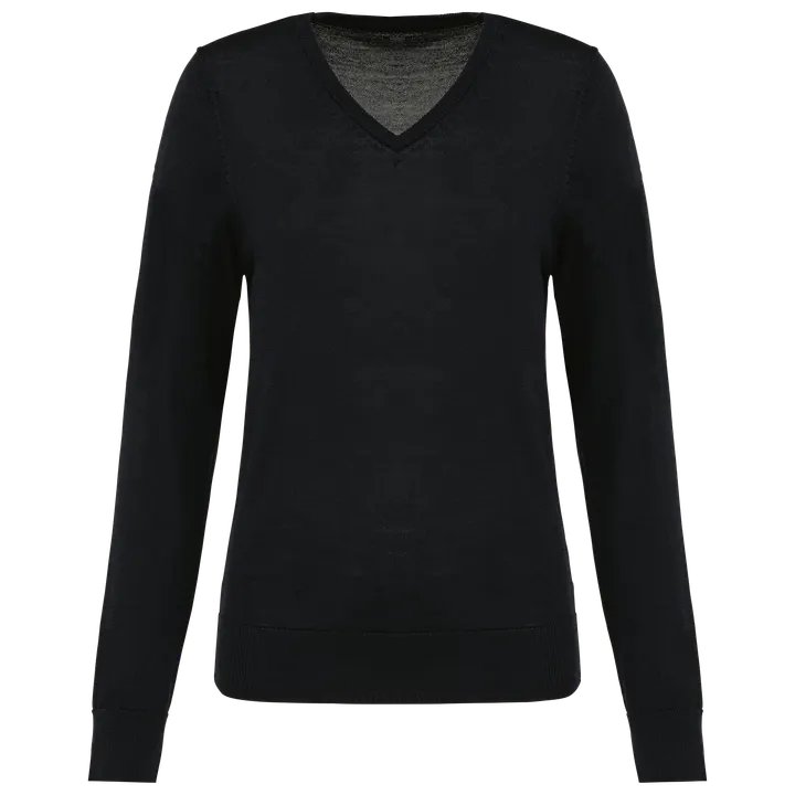 Pull Mérinos col V femme Black