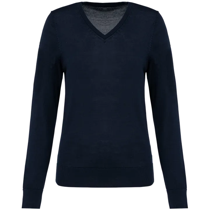 Pull Mérinos col V femme Deep Navy