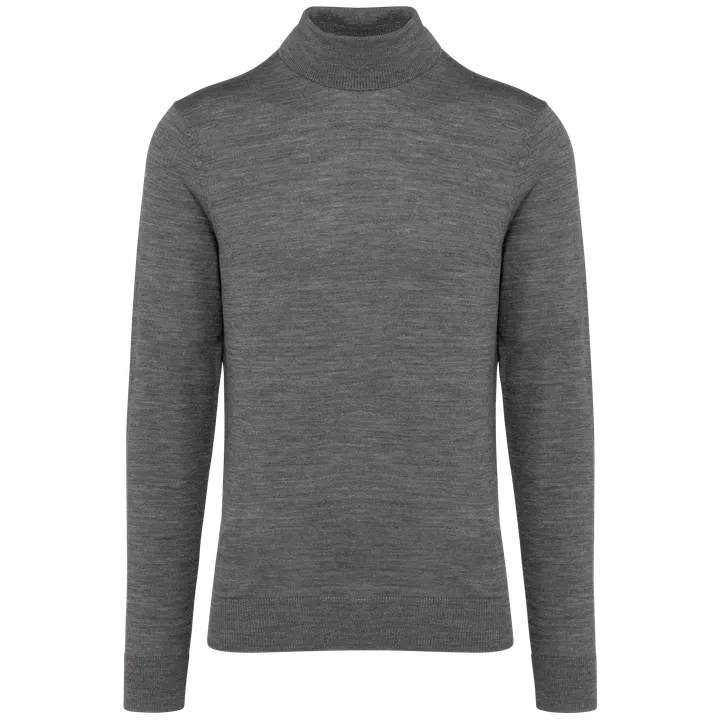 Merino-Herrenpullover mit Rollkragen Grey Heather
